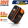 Makita Batteria di ricambio ad alta capacità 20V 8000mAh Li-ion compatibile con utensili elettrici Worx WX390 WX176 WX166.4 WX372.1 WX800 WX678 WX550 WX532 WG894E WG629E WG329E. Batteria ricaricabile a lunga