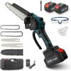 NONE Motosega Mini Senza Spazzole da 6/8 Pollici 21V, Sega Elettrica Portatile a Batteria con Sistema di Lubrificazione Automatica, 2 Batterie, Design di Sicurezza, Utensile Elettrico per Taglio Legno e