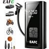 EAFC Compressore d'aria portatile per pneumatici auto EAFC Wireless, pompa elettrica per pneumatici auto 150PSI con manometro digitale, spegnimento automatico, torcia LED, pompa d'aria per auto, moto,