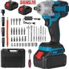 NONE Avvitatore a Impulsi Elettrico Brushless 380N.M 2500RPM, Set Trapano Elettrico Senza Fili per Riparazione Auto con 2 Batterie