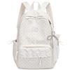Generico Polka Dot Backpack Lace Backpack Y2k Aesthetic Large Laptop Daypack (White,With charm)