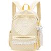 Generico Polka Dot Backpack Lace Backpack Y2k Aesthetic Large Laptop Daypack (Yellow,With charm)