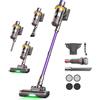 Fitnynxos Aspirapolvere Senza Fili, Aggiornato 580W 45KPA 70Mins Scopa Elettrica Senza Fili con Supporto di Ricarica a Parete, Display LED, Design Leggero, per Peli di Animali/Moquette/Pavimenti Duri