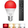 BrightArk Lampadina LED E27 con Telecomando, 9W Equivalente 60W Blocco Luce Blu, Lampadina E27 Dimmerabile 3000K-6500K+670nm Rossa Luce Notturna per Camera da Letto, Cameretta dei Bambini, Salute del Sonno