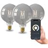 CALEX Lampadina LED Smart, E27, G125, Filamento Titanium, luce calda, Dimmerabile, controllo app Wi-Fi & vocale, Confezione da 3