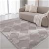 Interiyou Tappeto salotto pelo corto Cannes - 120x170 cm Grigio - Stile boho scandinavo con effetto 3D alto-basso - Piatto con motivo geometrico