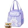 KASESSS Motivo con Coniglietti Viola Borsa Termica Porta Pranzo, Borsa Porta Pranzo, Riutilizzabile Borsas Frigo Piccola, Lunch Bag Interno in Alluminio per Ufficio Viaggio Picnic Lavoro Studenti