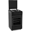 Avilia Cucina a Gas 50x50 cm con Forno a Gas 49 Litri e 4 Fuochi di Diversa Potenza — Cucina a Gas Libera Installazione con Valvole di Sicurezza, Coperchio e Griglie Smaltate (Nero)