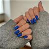 KQueenest Matt Royal Blue Press On Nails Mandorla rettangolare, Bara per unghie da incollare, corte, in gel opaco per unghie finte da incollare ballerina, unghie finte in acrilico tinta unita per