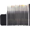 LEA-SHALL 16 Pezzi Pennelli Unghie Gel Professionali per Nail Art con Tappo e Borsa Portatile, LEA-SHALL Pennellino Liner/Piatto/Rotondo/Ventaglio/Acrilico/Obliquo Set Pennello Penna Sottile Fini