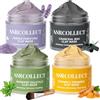 ANRCOLLECT Set di 4 maschere per il viso in argilla da donna - Set per la cura della pelle con vitamina C + carbone attivo + artemisia + maschera di argilla viola | Affinamento dei pori e pulizia