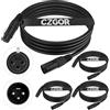 Czgor Cavo DMX 3 metri, confezione da 4 cavi flessibili XLR da 3 pin da maschio a femmina per segnale di illuminazione da palcoscenico, cavo XLR per luci di scena per faro mobile a testa rotante con