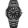 Baramon, orologi da polso per uomo, in acciaio inossidabile, con movimento al quarzo, datario, stile lusso, con lancette luminose, orologi da uomo casual e business, Nero 1
