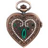 JewelryWe Orologio da Tasca Uomo al Quarzo Forma Cuore Collana con Ciondolo Orologio con Zircone