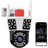 GUOPIN Telecamera di sicurezza cellulare Telecamera impermeabile for esterni IP HD PTZ zoom 8X tre obiettivi tre schermi protezione di sicurezza videocamera CCTV Risoluzione HD(12MP No Card)