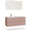 AQA DESIGN mobile bagno composizione lavandino bagno, mobile bagno con lavabo, base sospesa con frontali in MDF cannettato, nr2 cassetti con scorrimento - Rosa cipria - 121x46,5x190 cm