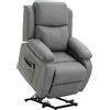 HOMCOM Poltrona Elettrica Alzapersona Reclinabile 160°, Poltrona Relax Elettrica in Pelle PU con Telecomando, Poggiapiedi e 2 Tasche Laterali per Soggiorno, Grigio