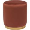 Miliboo Amaya - Pouf rotondo in velluto rosso tomette e metallo dorato D40 cm