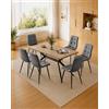 LEWE Tavolo da pranzo in legno chiaro con 6 Grigio scuro Sedie in Velluto | Tavolo Rettangolare da 140 x 80 cm, Gambe Sedie e Tavolo in Metallo, Ergonomico, Ideale per Sala da Pranzo Cucina Soggiorno