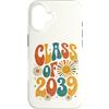 Groovy Kindie School Graduation Ts Custodia per iPhone 16 Classe del 2039 Retro Daisy Flower Sun Groovy Anno di Laurea
