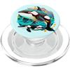 Watercolor Ocean Life Cute Orca and Calf Sea Whale Ocean Mammal PopSockets PopGrip per MagSafe