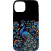 Slavic Ornamental Patterns Custodia per iPhone 15 Plus Motivo floreale con pavone botanico, arte popolare, arancione e azzurro