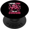 Breast Cancer Family Matching Apparel & Bambini che indosso rosa per mio cugino Cool TRex Dino Cancro al seno PopSockets PopGrip Adesivo