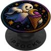 Spooky Gelato Waffle Cone Art Designs Carino Halloween Ghost Gelato Linocut PopSockets PopGrip Adesivo
