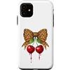 Cherry Leopard Bow Coquette Cute Fashion Custodia per iPhone 11 Ciliegia Leopard Bow Coquette Retro Cherry Estetica