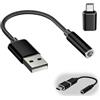 JRILUO Adattatore audio da USB a jack da 3,5 mm, 2 in 1 Type-C su jack e scheda audio esterna, cuffie e adattatore Mic, incluso convertitore USB B a Type-C, Plug & Play per PC Laptop Desktop