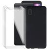 ZXLZKQ Custodia Cover + 3 Pezzi Pellicola Protettiva Vetro Temperato per Alcatel 1B 2020 (5.50 Pollice), Protezione in Silicone Morbido Nero TPU Ultra Sottile Case e HD Glass Film - Nero