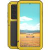 LOVE MEI per Samsung Galaxy S26 Custodia, Outdoor Heavy Duty Robusto Alluminio Metallo Antiurto Antipolvere Corpo Pieno Protettiva Cover con Vetro Temperato per Samsung Galaxy S26 (Giallo)