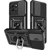 Yutwo Cover per Honor 200 Smart 5G, Custodia Anturto Scorrevole con 360° Rotante Anello Supporto TPU+PC - Nero