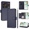 linsuyu Cover Compatible con ZTE Nubia Z70 Ultra 【Design a portafoglio due scomparti per carte】 Custodia per cellulare Blue