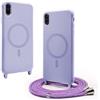 BGHHEU Magnetica Cover per iPhone XR con Cordino,[Compatible con Magsafe],Custodia Silicone con Regolabile Collana Sottile Morbida Case,Viola