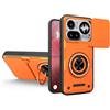 LEHEHE Cover per Nothing Phone 4a Pro, Custodia con Copriobiettivo Scorrevole, Anello Magnetico Girevole a 360 Gradi con Funzione Stand Guscio Antiurto Rinforzato-Arancione