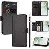 linsuyu Cover Compatible con ZTE Nubia Z60 Ultra 【Design a portafoglio due scomparti per carte】 Custodia per cellulare Black
