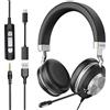Wantek Cuffie USB con Microfono e Cancellazione Rumore,3-in-1 (USB A/Tipo C/Jack 3,5 mm) Cuffie con Filo per PC,Controllo Volume,Perfette per Call Center, Zoom,Home Office e Lezioni Online