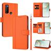 linsuyu Cover Compatible con TCL 30 XL (T701DL) 【Design a portafoglio due scomparti per carte】 Custodia per cellulare Orange