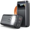 Kruilan 60000mAh Power Bank 45W PD Caricatore Portatile Cavi Integrati Batteria | Capacità 60000mAh, ricarica rapida 45W PD, 2 cavi integrati, display digitale, 7 uscite, torcia LED per emergenza viaggio
