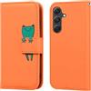 Butnyeoe Cover per Samsung Galaxy A25 5G,Custodia Portafoglio per Samsung A25 5G,Cartone Animato Rana PU Pelle Flip Caso con [Kickstand] [Slot per Schede] [Chiusura Magnetica].Arancia