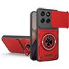 LEHEHE Cover per Motorola Edge 60 Fusion/Edge 60, Custodia con Copriobiettivo Scorrevole, Anello Magnetico Girevole a 360 Gradi con Funzione Stand Guscio Antiurto Rinforzato-Rosso