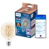 Philips Smart LED Globe Filament - Illuminazione LED intelligente - Luce bianca calda e fredda - E27-60W - Trasparente - Wi-Fi