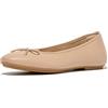 Fitflop Ballerine Delicato da Donna in Morbida Pelle Metallizzata con Fiocco, Beige, 4 UK Narrow