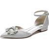 OTMYIGO Scarpe a Punta da Donna, 2023 Décolleté con Tacco Basso Scarpe con Cinturini con Borchie con Strass Slip On Scarpe da Sposa per la Festa Nuziale