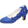 Emily Bridal Scarpe da Sposa Donna Raso di Seta Come Tacco Spesso Stiletto con Pizzo Fiore Cristallo Perla