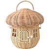 CAFFEN Borsa Paglia Mushroom House Basket Bag Women Fashion Rattan Handbags Lovely Summer Beach Straw Bali Holiday Designer Wicker Woven Box Bags Borsa Di Paglia (Color : Mushroom Basket)