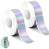 Cheynn 2 rotoli di nastro olografico di carta, 12 x 40 mm, etichette termiche autoadesive, per Phomemo D30, D32, D35, Q30, Q30S, Q31, 320, carta da stampa impermeabile, per casa, ufficio, scuola