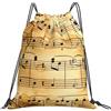 Tamiger Zaino leggero pieghevole con coulisse con stampa di note musicali borsa per sport all'aria aperta allenamento viaggio yoga, bianco, One Size, Classico