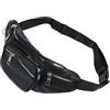 Zerodeko Marsupio in Pelle Pu Nero da Cintura per Sport e Outdoor | Resistente All'usura, Mani Libere, Foro per Cuffie, Viaggio e Trekking